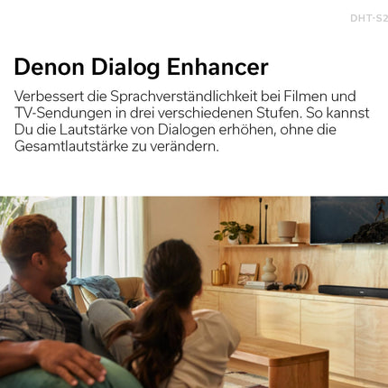 Denon DHT-S218 2.1 heliriba Dolby Atmose, integreeritud subwooferi, Bluetooth® Low Energy (LE) heli, 4K UHD ja HDMI ARC-ga, must