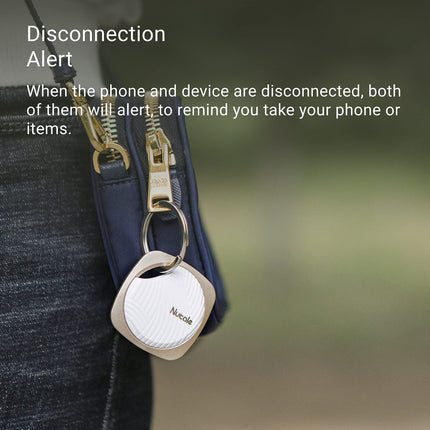 Focus Key Finder, Bluetooth Tracker, Item Finder with Keychain for Gifts, Keys, Pet Purses or Backpacks and Tablets, 4 Pack, White and Black