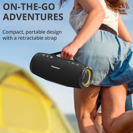 Tronsmart Mirtune S100 Bluetooth Speaker, IPX7 Waterproof, 5.3 Bluetooth, 20 Hours Long Battery Life Outdoor Party Speaker, Suitable for Beach, Outdoor, and Other Scenes (Black)