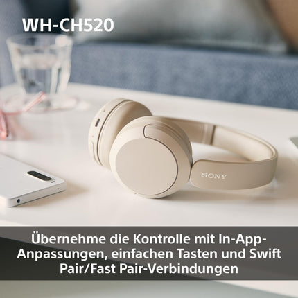 Sony WH-CH520 juhtmevabad Bluetooth-kõrvaklapid, kõrge helikvaliteet, kerge disain, kuni 50 tundi aku tööiga, kiire laadimine, ekvalaiser, selge kõnekvaliteet, iOS ja Android - roosa