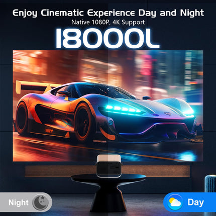 【Autofookus/trapetsikorrektsioon】 Nutikas projektor 360° pöörlemise ja 50% suumiga, natiivne 1080P, 4K tugi, AKATUO kodukino projektor, WiFi6 Bluetooth, videoprojektori bullet-in kõlar