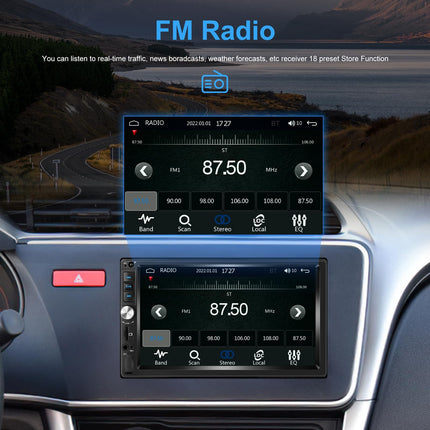 CAMECHO autoraadio 2 DIN juhtmega Carplay/Android Auto-ga, topelt-DIN autoraadio peegliühendusega Bluetooth handsfree-süsteem 7-tolline ekraan, raadio, FM, USB, AUX ja tahavaatekaamera