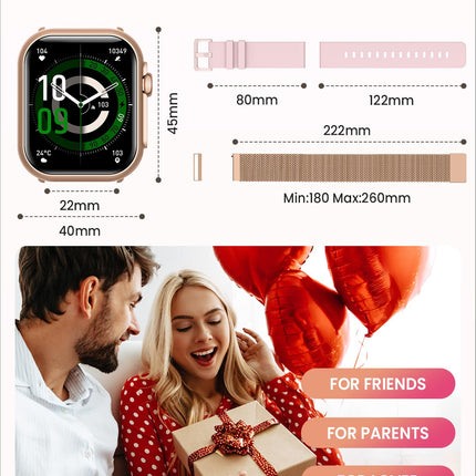 RUXINGX Smartwatch Women with 1000mAh Battery, 100 Days Ultra-Long Standby, 1.83" Fitness Tracker Heart Rate/SpO2/Sleep, 120+ Sports Modes, IP68 Fitness Watch Phone Function Pedometer Android iOS Gold