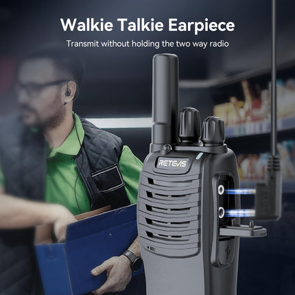 Retevis H777 Two-Way Radio, Walkie Talkie with Flashlight, One-Click Alarm, One-Click Frequency Binding, VOX, Robust, Type-C, Walkie Talkie for Adults for Security, Hotel (6 PCS, Black)