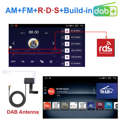 Android 12 autoraadio navigatsiooniga, 10,1-tolline ekraan, sisseehitatud DAB+, juhtmevaba Android Auto ja juhtmevaba Carplay, 1 DIN autoraadio, puutetundliku ekraaniga, Bluetooth, 8-tuumaline, 2G+32G WiFi, 4G GPS, RDS AM tahavaatekaamera