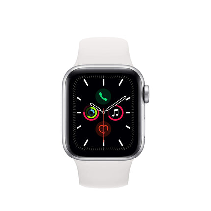 Apple Watch Series 5 40mm (GPS + Cellular) - Silver Aluminum Case with White Sport Band (Refurbished)