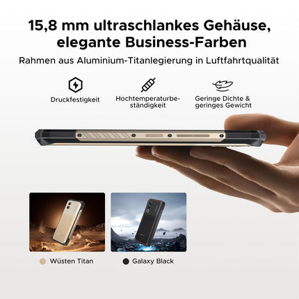 DOOGEE Blade 20 Turbo 5G AI Android 15 Outdoor Handy Ohne Vertrag, 10300mAh/33W, 32GB+256GB/TF 2TB Outdoor Smartphone, 50MP AI Kamera, 6.6" IPS Display, 3 Karten Dual 5G SIM/ IP68/ NFC/GPS/Face ID/OTG
