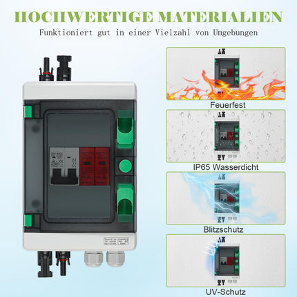 SROCHN ülepingekaitse PV DC 32A 1000V piksekaitselüliti IP65 veekindel 1 string 4 mooduliga päikesepaneelide ühenduskarp