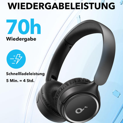 Soundcore H30i juhtmevabad kõrvaklapid, kokkupandav disain, puhas bass, 70 tundi taasesitust, Bluetooth 5.3, kerged ja mugavad, rakenduse juhtimine, mitmepunktiline ühendus
