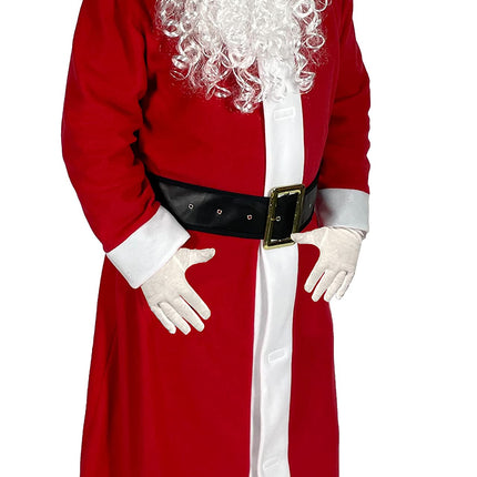 Foxxeo Santa Claus Coat - Size M to XXXXL - with Hood 5-Piece Costume with Belt, Beard, Gloves and Boot Covers (XXXL-XXXXL, Red)