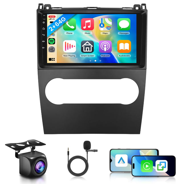 2G+64G juhtmevaba Carplay Android autoraadio Mercedes Benz B200 AB klassi W169 A160 A180 A200 A220 2009-2012 9-tollise autoraadio Android Auto Navi GPS WiFi Bluetooth FM/RDS/EQ/SWC tahavaatekaameraga