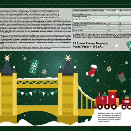 Advendikalender 2024 šokolaadifiguuridega münditäidisega, talvised pralineed, gluteenivabad tumeda šokolaadi pralineed, jõulukalender mündisõpradele, 1 pakk (1 x 196g)