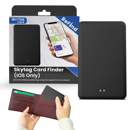 ReFind Skytag Card Finder (iOS only) – Slim and rugged for wallets, bags, and suitcases. Rechargeable tracker, compatible with Apple's Find My app.