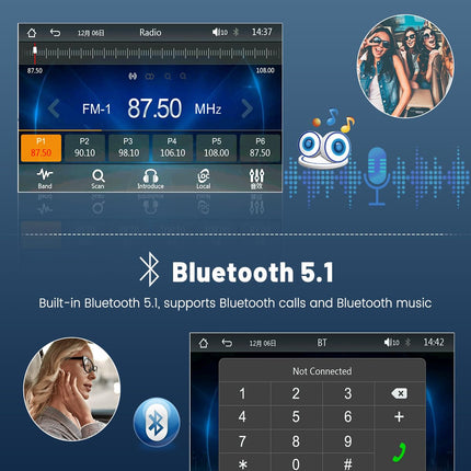 Hikity 7-tolline 1 DIN autoraadio Bluetooth koos Android Auto juhtmevaba Carplay autoraadio puutetundliku ekraaniga peegli lingiga Androidile/iOS-ile FM-raadio USB SWC TF tahavaatekaamera