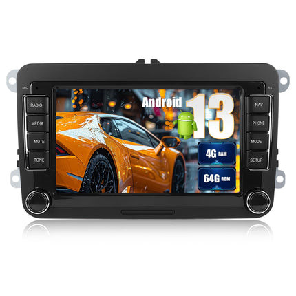 4+64G CAMECHO Android 13 Car Radio for VW Golf 5 6 Touran Polo Touran with Carplay/Android Auto/Mirrorlink, 7 inch Capacitive Touchscreen Supports WiFi/GPS/FM/Bluetooth/SWC