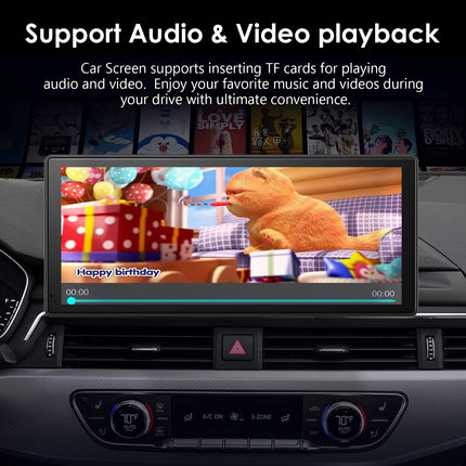 Kaasaskantav 8,88-tolline autostereo Carplay ja Android Auto funktsiooniga, HD Carplay ekraan autodele, tahavaatekaamera, Bluetooth, GPS-navigatsioon, Mirror Link, hääljuhtimine, AUX, FM, muusika/video taasesitus