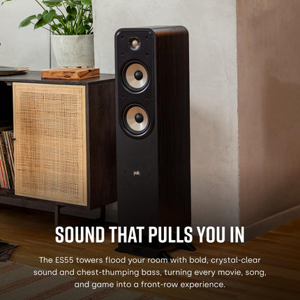 Polk Audio Signature Elite ES55 kõrgresolutsiooniga HiFi põrandakõlar kodukinole, Hi-Res sertifitseeritud, ühildub Dolby Atmose ja DTS:X-ga (1 tk), must, SIGS55ELBK