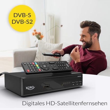 XORO HRS 8659 - digitaalne DVB-S2 HDTV satelliitvastuvõtja, HDMI ja SCART ühendus, toetab Unicable'i, digitaalset heliväljundit, USB 2.0 meediapleierit