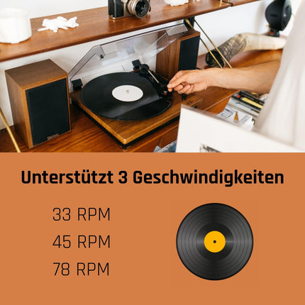 Lenco LS-100 - Hi-Fi plaadimängija Bluetooth 5.0-ga - Välised kõlarid - 2 x 10 W RMS - Rihmülekanne - Automaatne seiskamine - Puit, 20 W RMS