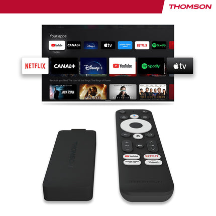 THOMSON voogedastuspulk 140 | Google TV | 4K UHD | Google Assistant | Googlecast | WiFi | Bluetooth 5.0 | HDMI | Dolby Atmos | DTS Digital Surround | HDR10 | 2 GB RAM | 8 GB salvestusruum