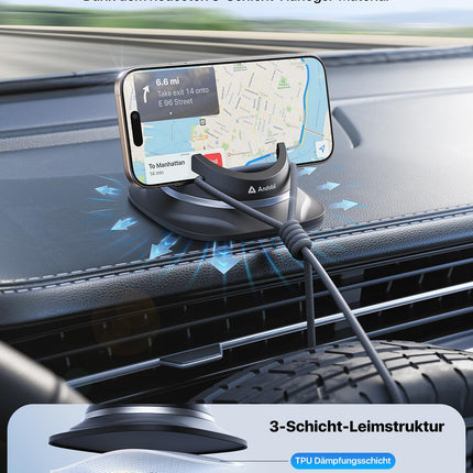 andobil 2025 Upgrade Car Phone Mount Dashboard [1-Second Placement] - Car Phone Holder for iPhone 16/15/14/13/12/11 Pro Max Samsung S24 Ultra S23