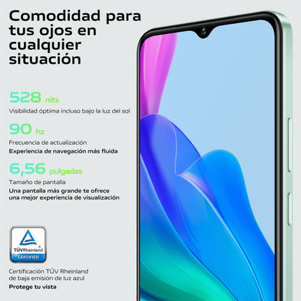 VIVO Y03 Smartphone, 4GB RAM + 128GB ROM, Super Bright Display, 16.56 cm (6.56 inches), 90 Hz, 5000mAh Battery, IP54, Slim Body and 2.5D Curvature, Android 14, Green