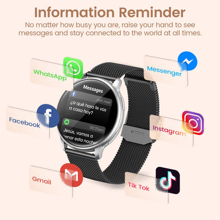 RUXINGX Smartwatch Women with Phone Function 1.27" HD Full Touch Screen, Wrist Watch with SpO2 Heart Rate Monitor Menstrual Cycle Sleep Monitor Pedometer Fitness Tracker IP68 iOS Android Black Silver