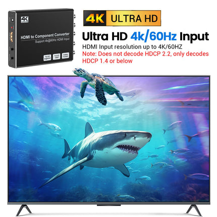 MISOTT 4K/60Hz HDMI-komponentmuundur skaleerimisfunktsiooniga, HDMI-komponentmuundur YPbPr-muundur, ühildub HDMI 2.0 sisendi ja 480i/576i komponentväljundiga, HDMI-YPbPr