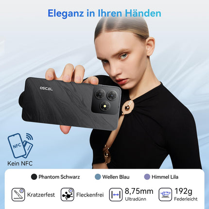 OSCAL Flat 2 Gemini tehisintellektiga nutitelefon ilma lepinguta 12GB+256GB/2TB TF, kaheksatuumaline 90Hz 6.56" HD+, lepinguta mobiiltelefon 5000mAh, 192g, Android 14 nutitelefon 13MP+8MP, kahe SIM-kaardiga/näotuvastusega/sõrmejäljelugejaga/GPS/OTG