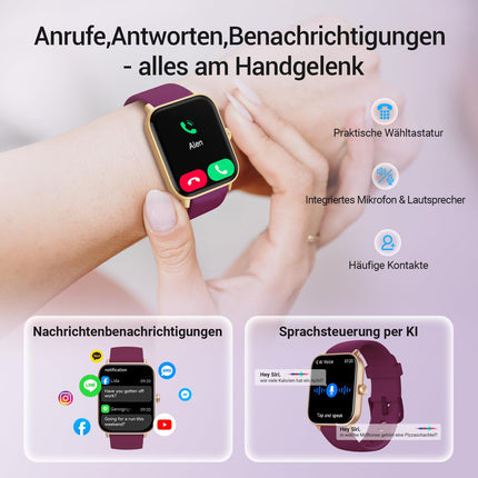Fitpolo Smartwatch Women with Phone Function, Smartwatch with Alexa, 1.8" Fitness Tracker with Heart Rate SpO2 Stress Sleep Monitor, Fitness Watch IP68 Waterproof Sports Watch Women for Android iOS