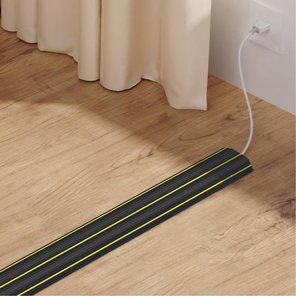 Hniuyun Floor Cable Cover, Cable Covers for Wires on the Floor, Heavy Duty Cable Protector, 3 Channels, Cable Management, Electrical Cable Splitter for Home, Office and Outdoor (1 m)