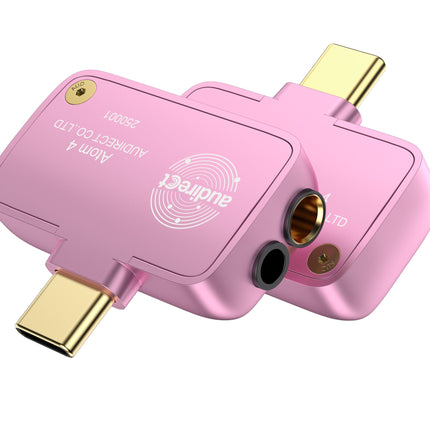 Audirect ATOM4 kaasaskantav audiodekoodri kõrvaklapivõimendi, 3,5 mm üheotsaline ja 4,4 mm tasakaalustatud väljund, kõrgekvaliteediline heli, kerge ja kaasaskantav (USB-C liides) (roosa)