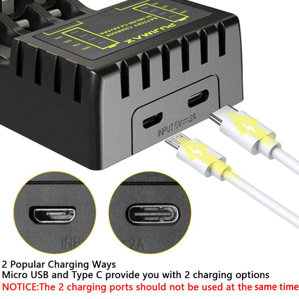 Rechargeable Batteries with Charger, 4 Slots LED 1100mAh 2600mAh 8 Pack Universal Household Battery Chargers for AA AAA Ni-MH Ni-CD Batteries, USB Fast Charging (4 Slots -