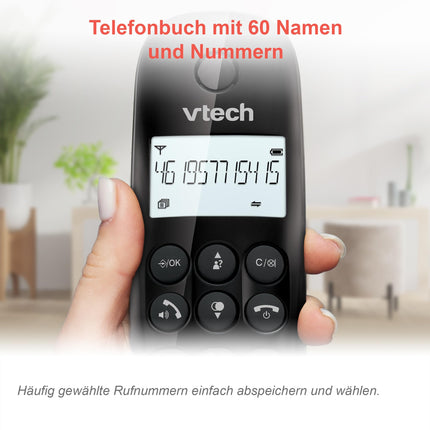 VTech CS1451 DECT Telephone Cordless 2 handsets with answering machine, hands-free function, call blocking, caller ID/call waiting function, backlit display, ECO mode Low radiation
