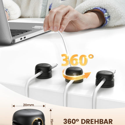 Lamicall isekleepuv kaablihoidik, 6 kaabliklambrit, kaablihoidik - [täiustatud 360° pööratav] vedrukaabliklambrid, [1S klamber] lauakaabliklambrid HDMI jaoks, kaablikorraldaja lauale/autosse/seinale