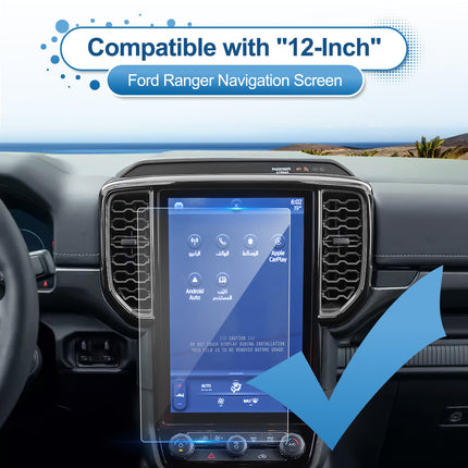 Coleya navigatsiooniekraanikaitse, mis ühildub Ford Rangeriga 2023 2024, Ford Rangeri karastatud klaasist ekraanikaitse, 9H kriimustuskindel GPS-ekraanikaitse (12 tolli)