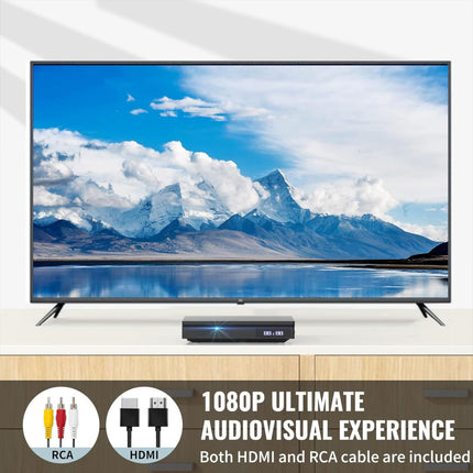 Mini DVD-mängija sisseehitatud HiFi-kõlariga, HDMI, mälu taasesituse funktsioon, kompaktne, kõik piirkonnad vabad, USB-taasesitus, HDMI- ja RCA-kaabel