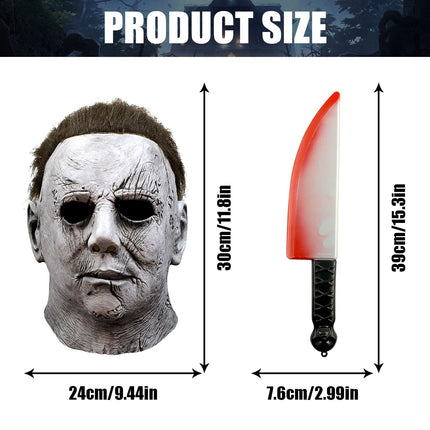 SHOWHEEL Halloween Kills Mask, Latex Horror Killer Masks Scary Cosplay, with Bloody Knife, Full Head Halloween Face Masks, Horror Face, Horror Cosplay Mask for Halloween/Carnival/Theme/Party
