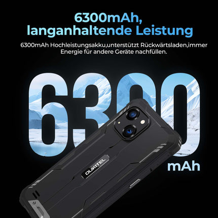OUKITEL G2 välistingimustes kasutatav nutitelefon ilma lepinguta, Android 14 kaheksatuumaline odav mobiiltelefon, 6300mAh aku, 6" HD+ ekraan, 16GB+64GB mobiiltelefon 4G, IP68 veekindel, 5+13MP kaamera, topelt-SIM, OTG-oranž