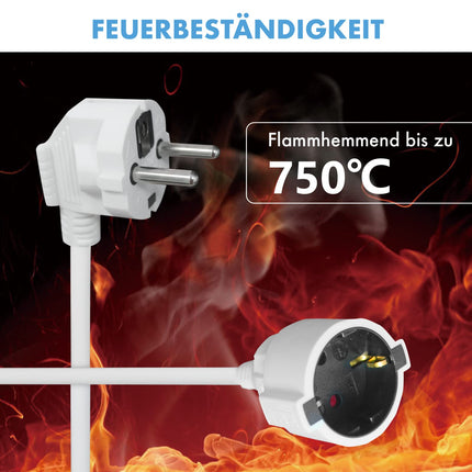 RealMade pikenduskaabel, 3680W pikendusjuhe lapsekaitsega pistikuga, 16A/250V, valge