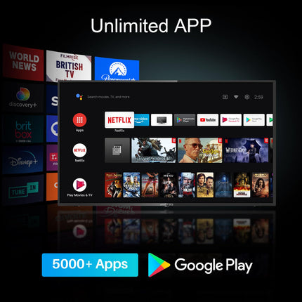 Antteq AG42F3 Smart TV 42 inches (106 cm) Android TV LED, Dolby Audio, Google Assistance, Bluetooth Triple Tuner (DVB-C/S2/-T2), Google Play Store (DAZN/Disney+/Netflix/Prime Video), WiFi