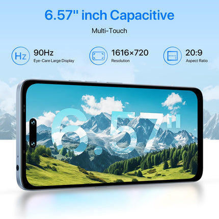 UMIDIGI G6 5G mobiiltelefon, 6GB+128GB/TF 1TB, Android 13 nutitelefon ilma lepinguta, 6.57" 90Hz HD+, 50MP kaamera 5000mAh, Dimensity 6100+ 5G lukustamata telefonid, sõrmejälje-/näotuvastuse/GPS, NFC (roheline)