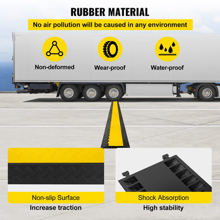 Happybuy 5-channel cable run-over protection made of commercially available thermoplastic rubber with modular design, high safety for a wide range of applications