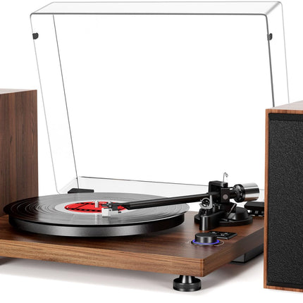 HiFi record player Bluetooth USB, record player with speaker, dual compact stereo system, adjustable counterweight magnetic cartridge, RCA output
