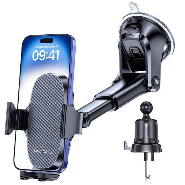 Miracase autotelefonihoidik armatuurlauale, esiklaasile ja õhutusavale, 3-ühes telefonihoidik, 360° pöörlev alus iPhone 15 Pro Plus Max 14 13 12 11 Samsungile