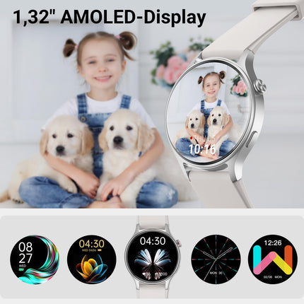 Meeste nutikell ümmargune telefonifunktsiooniga - 1,32-tolline AMOLED-ekraan, fitnesskell 110+ spordirežiimi ja 3ATM-iga, naiste ja meeste kellad iOS/Androidile, sammulugeja, pulsimõõtja/SpO2/unemonitoriga - hall