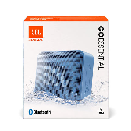 JBL GO Essential small Bluetooth speaker - Blue – Waterproof, portable speaker for on the go – Up to 5 hours of playback time on a single charge