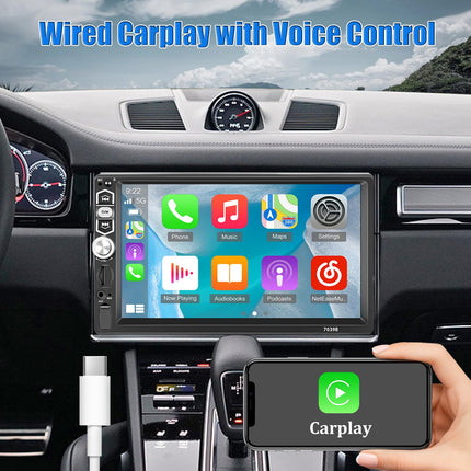 1-dinine autoraadio ekraaniga - 7-tolline puutetundlik ekraan - Carplay ja Android Auto raadio - Mirror Link Bluetooth FM SWC AUX + tahavaatekaamera
