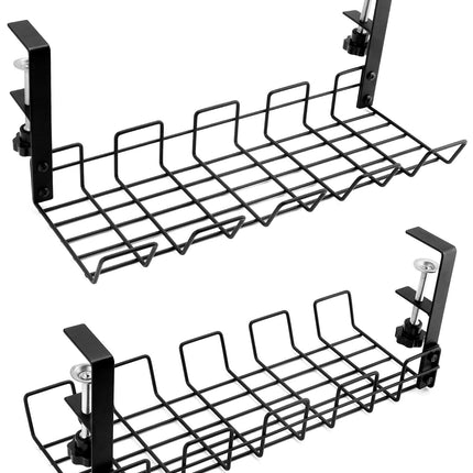 QWORK 2 pieces under-table cable management, cable duct desk, cable basket for managing, for managing cables and power strips