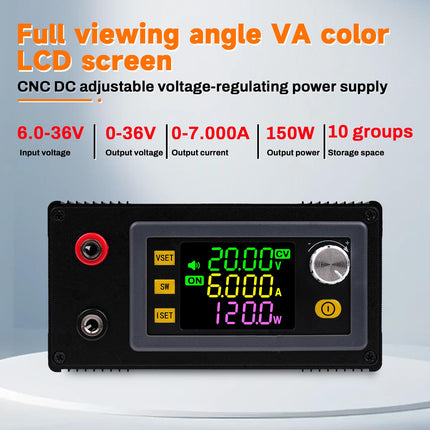 Pingeregulaator 12V DC 6-36V DC 0-36V 150W 7A, VA värviline LCD, päikeselaadimismooduli pingeregulaator (XY-SK150 valmistoode)